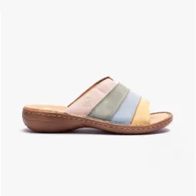 60873-90 Ladies Striped Mules Multi