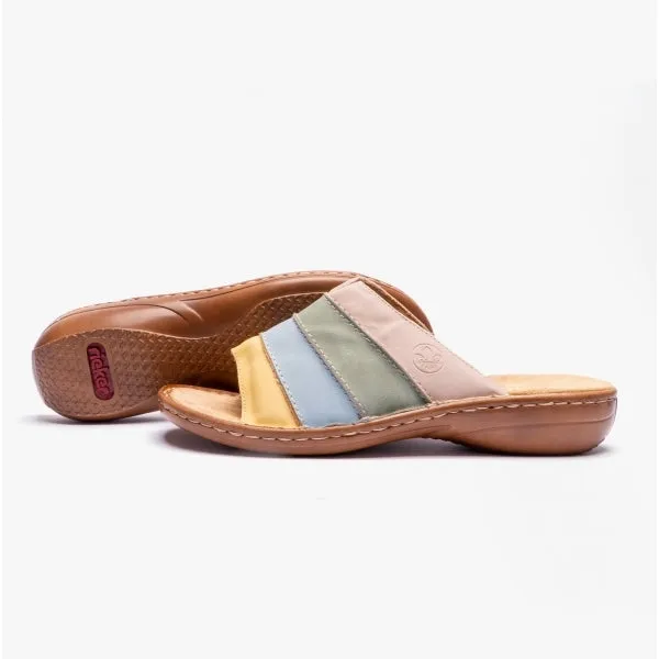 60873-90 Ladies Striped Mules Multi