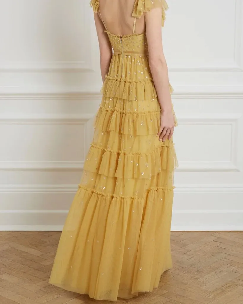 A-Line Cap Sleeves Chiffon Floor Length Prom Dresses With Ruffles,SFPD0012