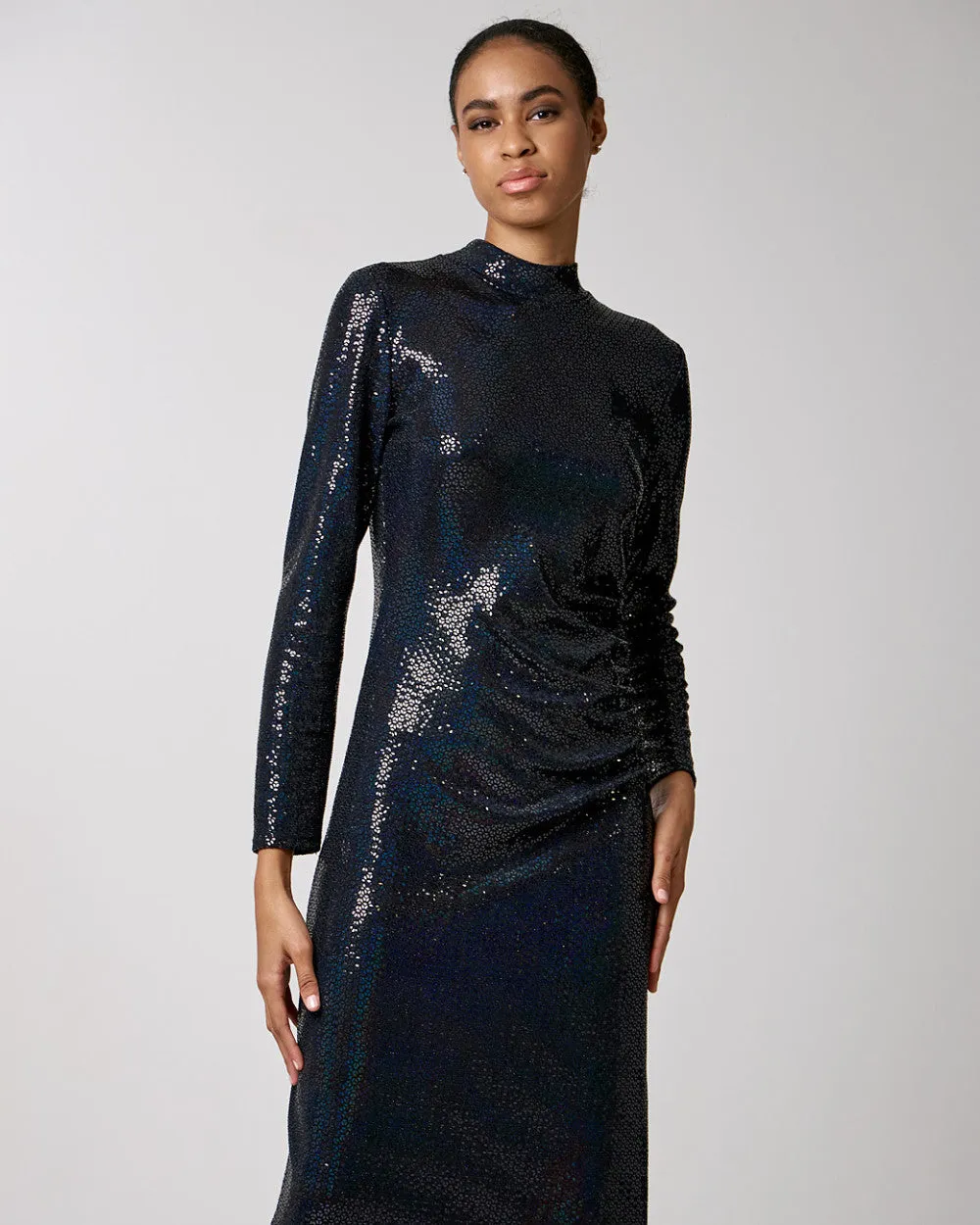 Access Fashion Navy/Blue Shimmery Dress With Side Slit