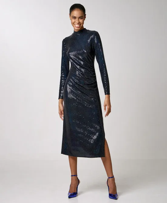 Access Fashion Navy/Blue Shimmery Dress With Side Slit