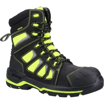 Amblers AS 972C Waterproof S3 Hi Viz- High Leg side zip Composite Safety Boot