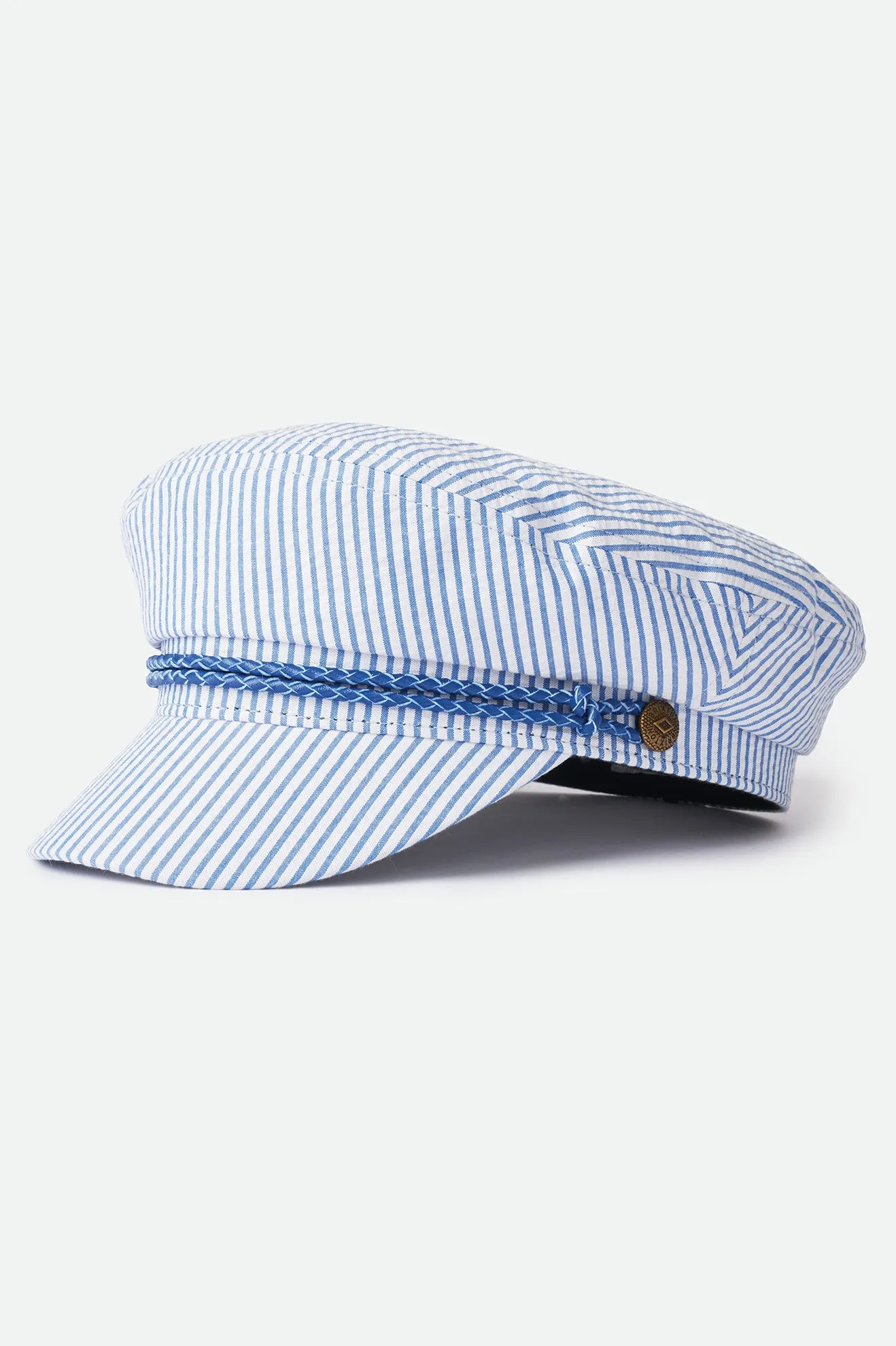 Ashland Cap - Slate Blue/Off White Seersucker