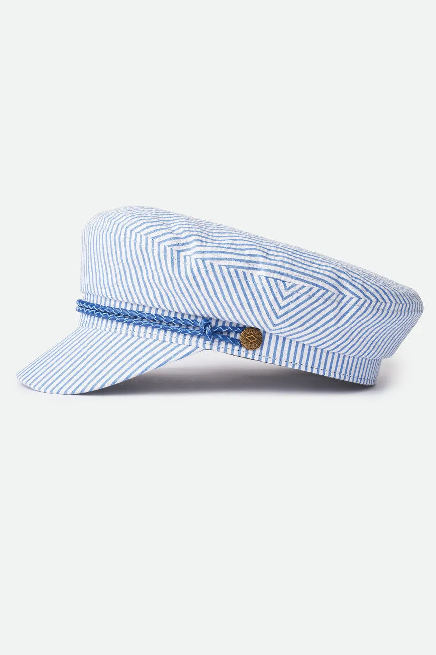 Ashland Cap - Slate Blue/Off White Seersucker