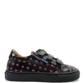 Atlanta Mocassin Black and Red Heart Sneaker