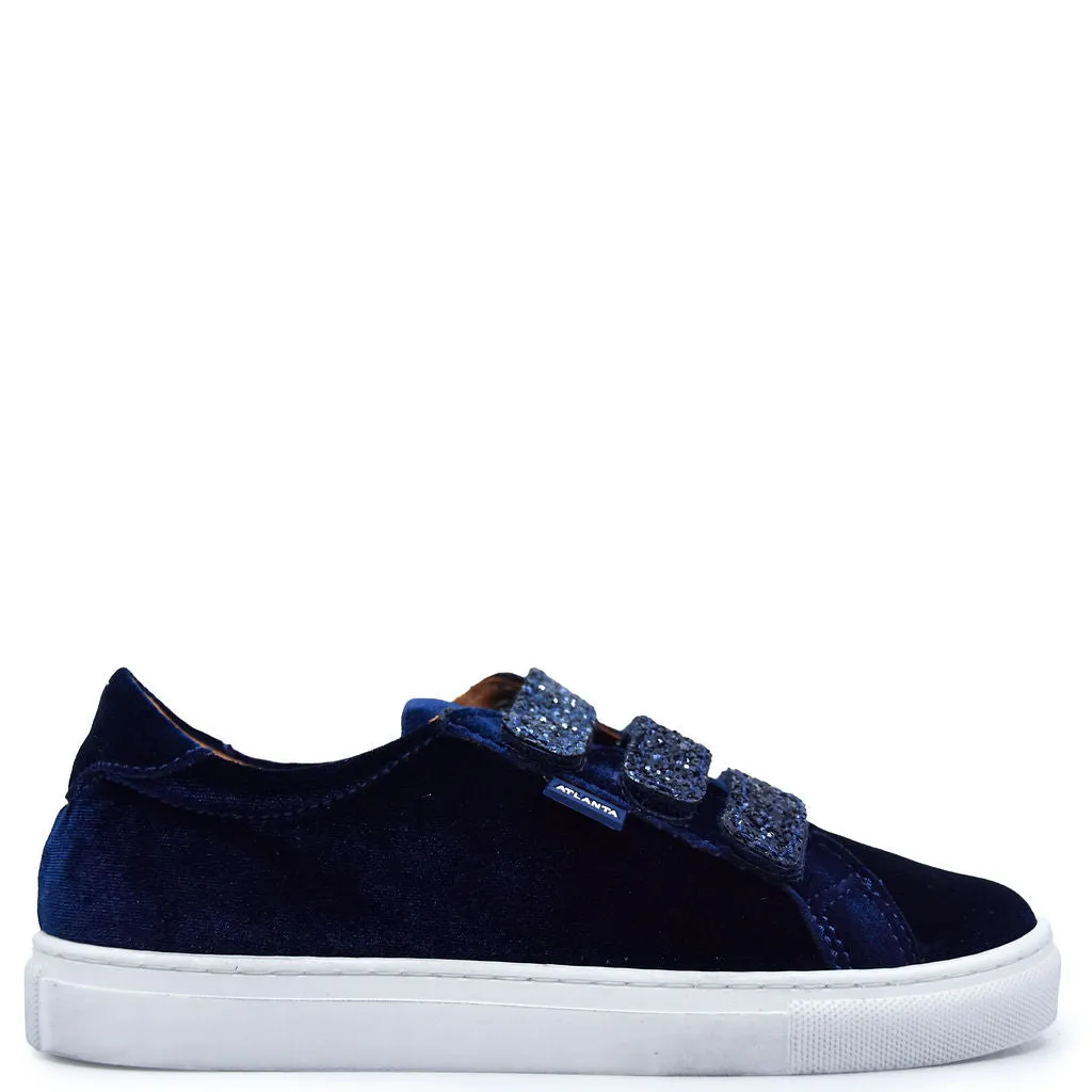 Atlanta Mocassin Navy Velvet Velcro Sneaker