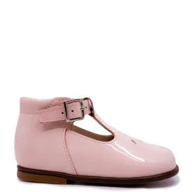 Beberlis Soft Pink Perforated Patent Baby Shoe