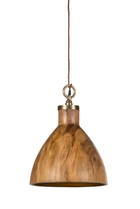 Bell Shaped Wooden Pendant Lamp L | Andrew Martin Big Sur