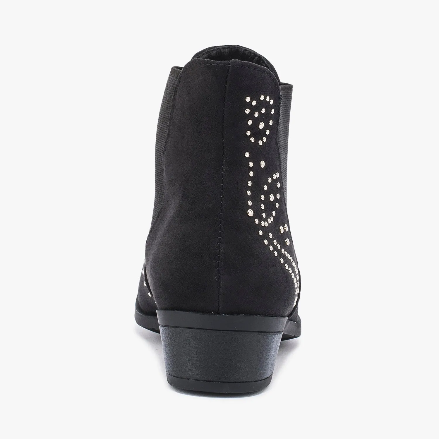 Black Faux Suede Stud Detail Chelsea Ankle Boot