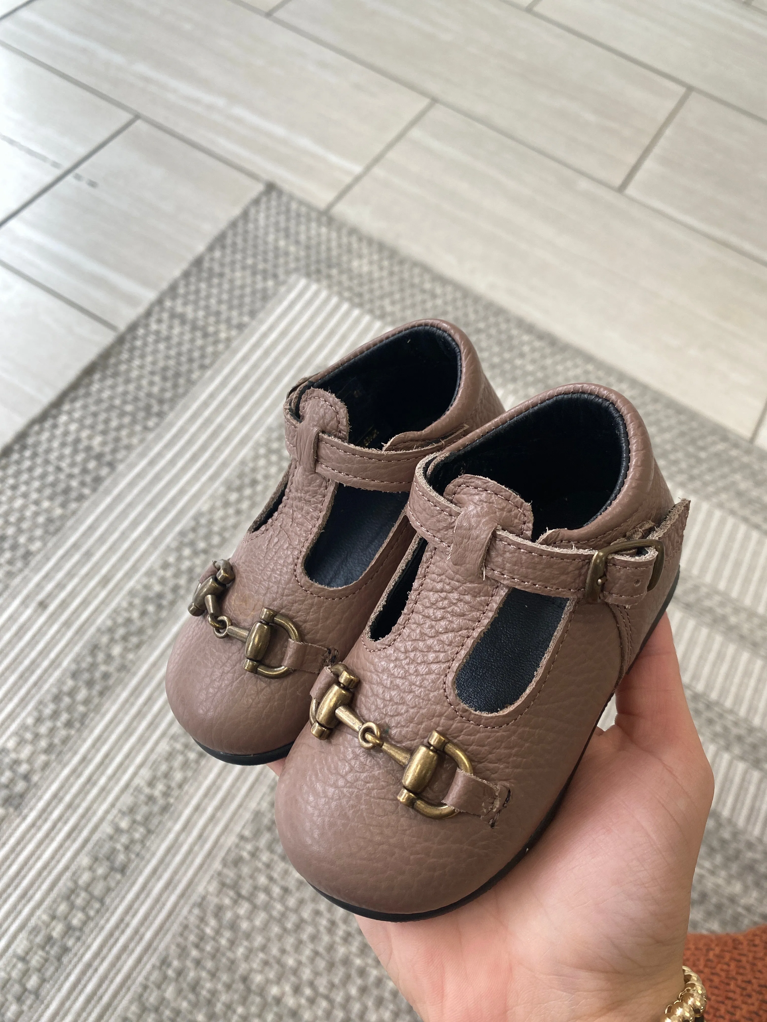 Blublonc Dusty Pink T Strap Baby Shoe