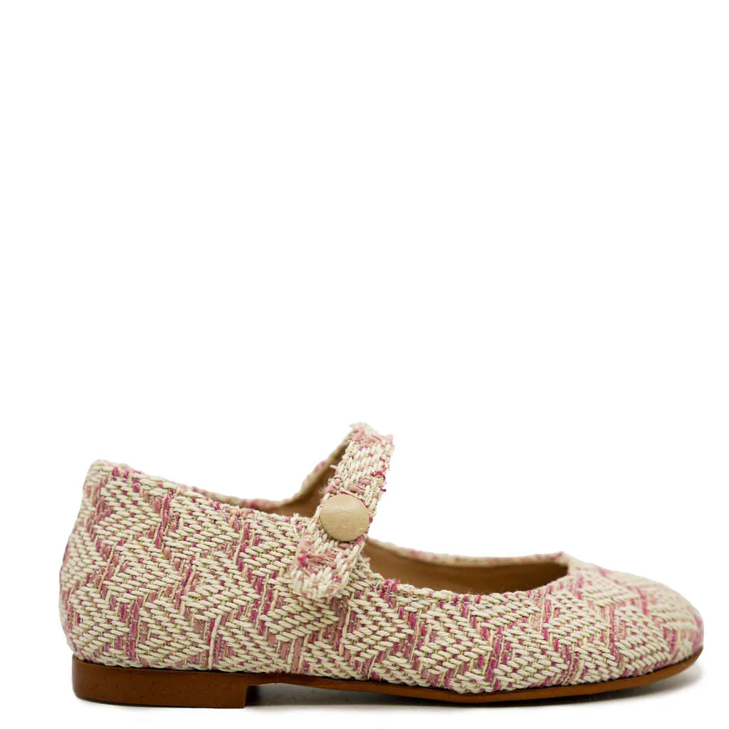 Blublonc Pink Heart Tweed Mary Jane