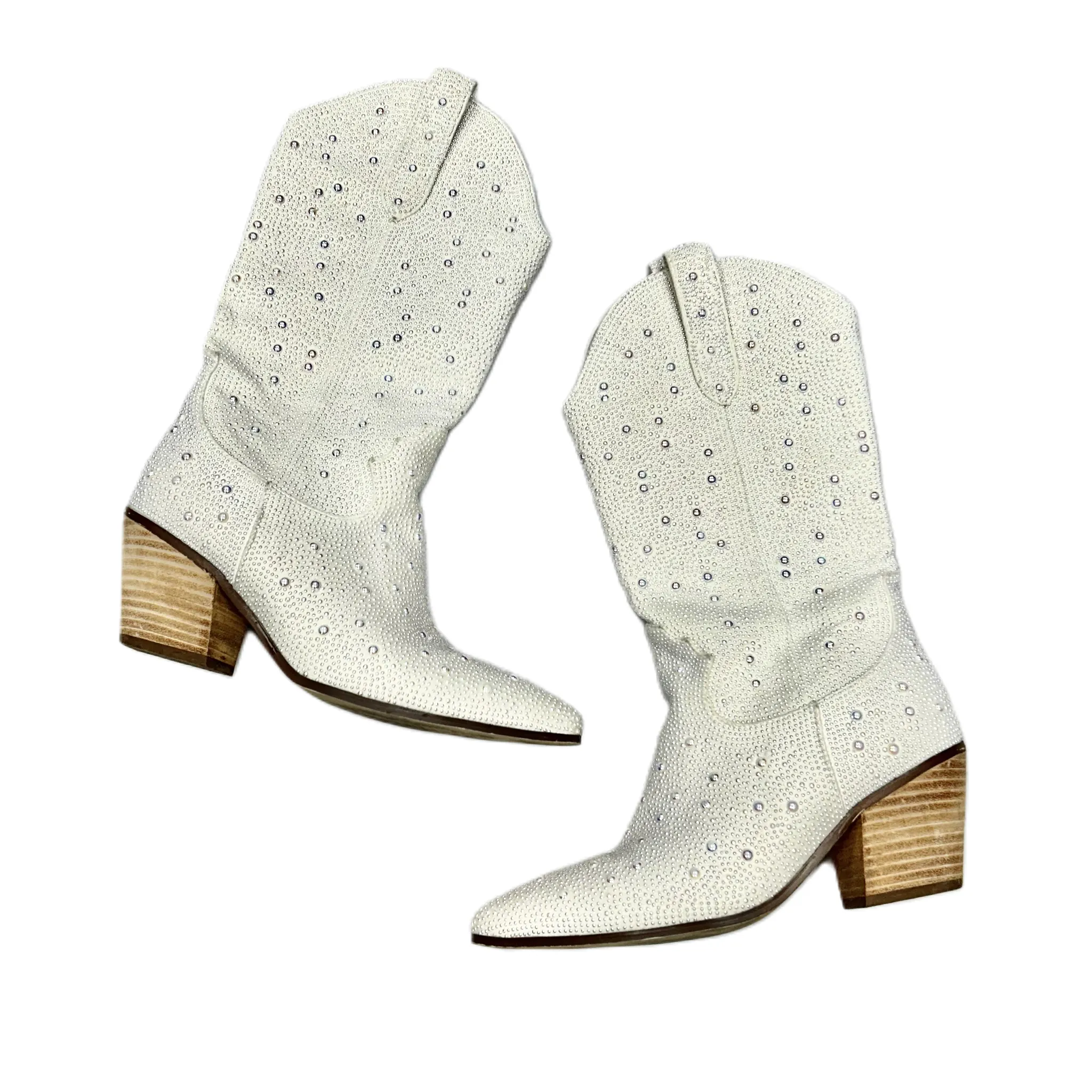 Boots Western In White, Size: 7