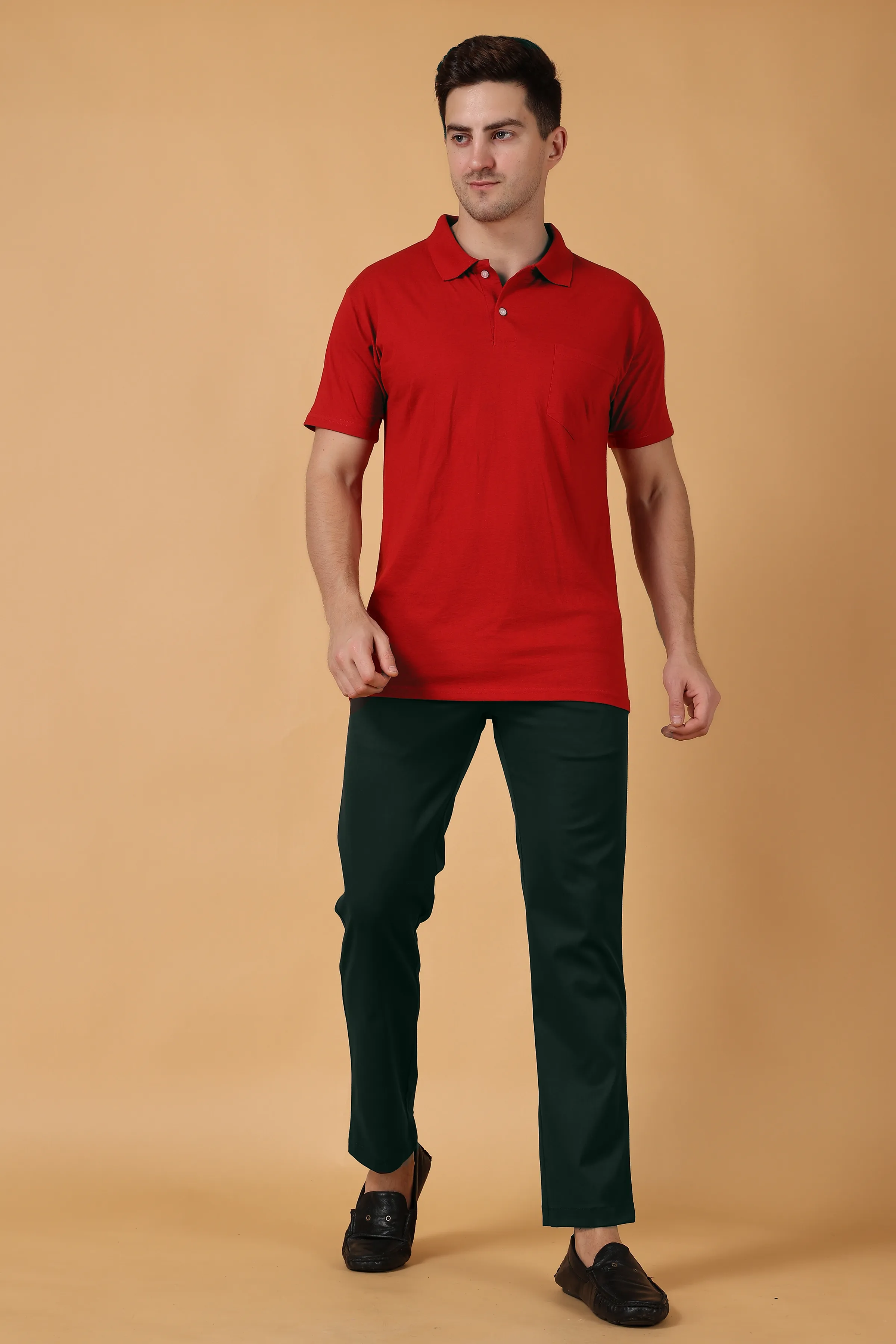 Bottle Green Cotton Lycra Chinos