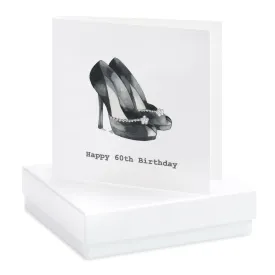 Boxed Black Shoes 60th Birthday Earring Card