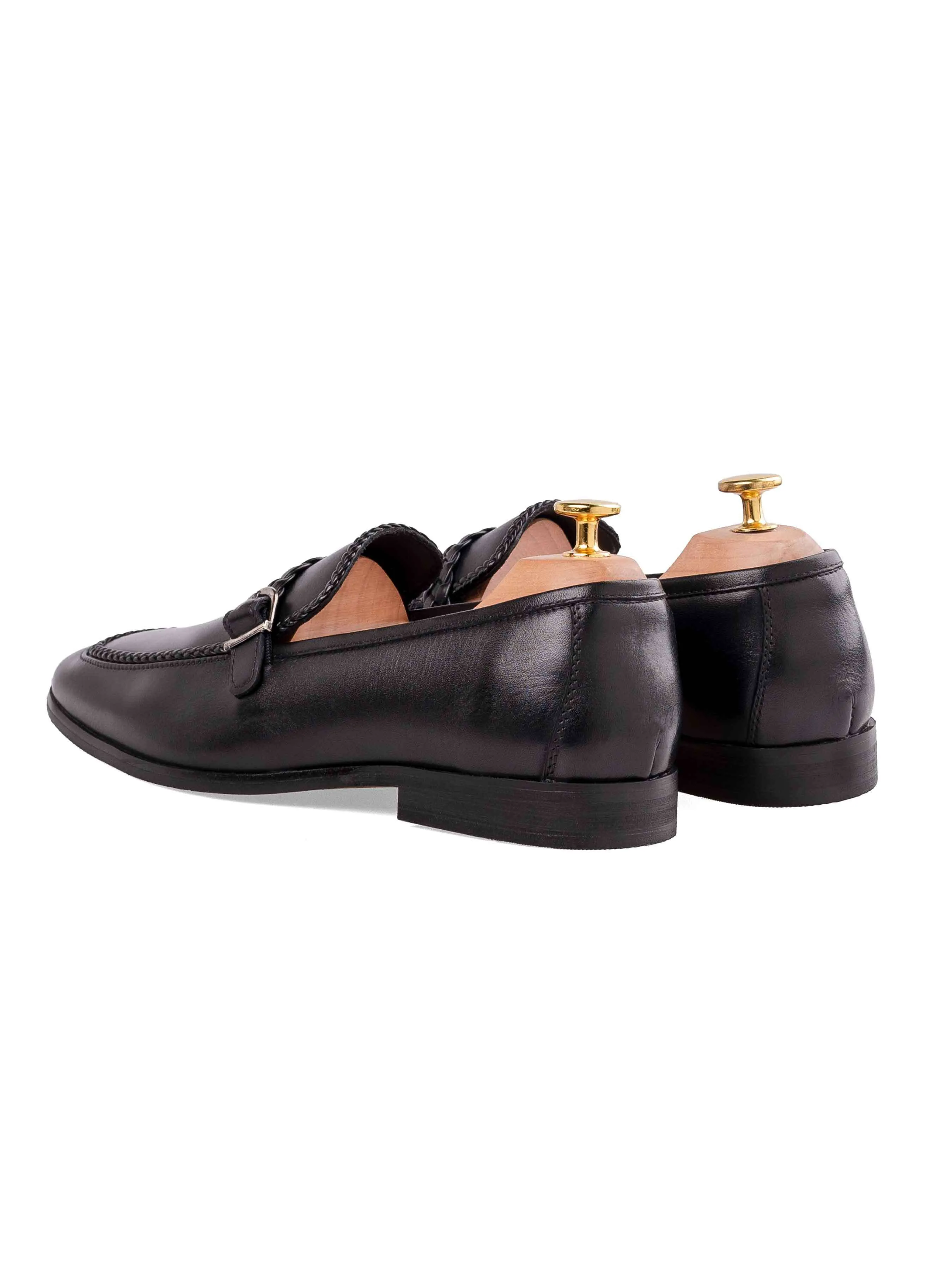 Braided Single Strap Loafer - Solid Black