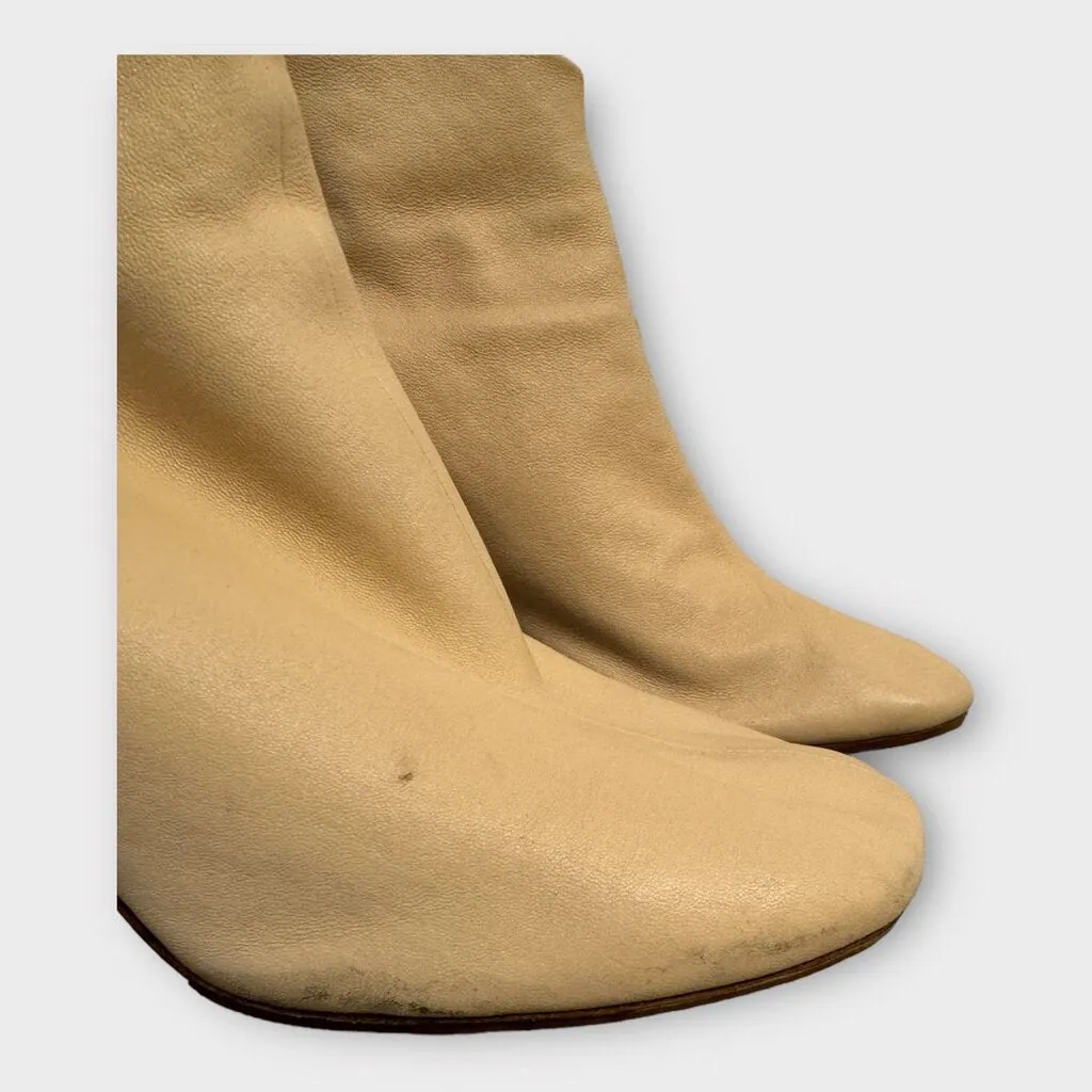 Celine By Phoebe Philo Beige Leather Ankle Boots