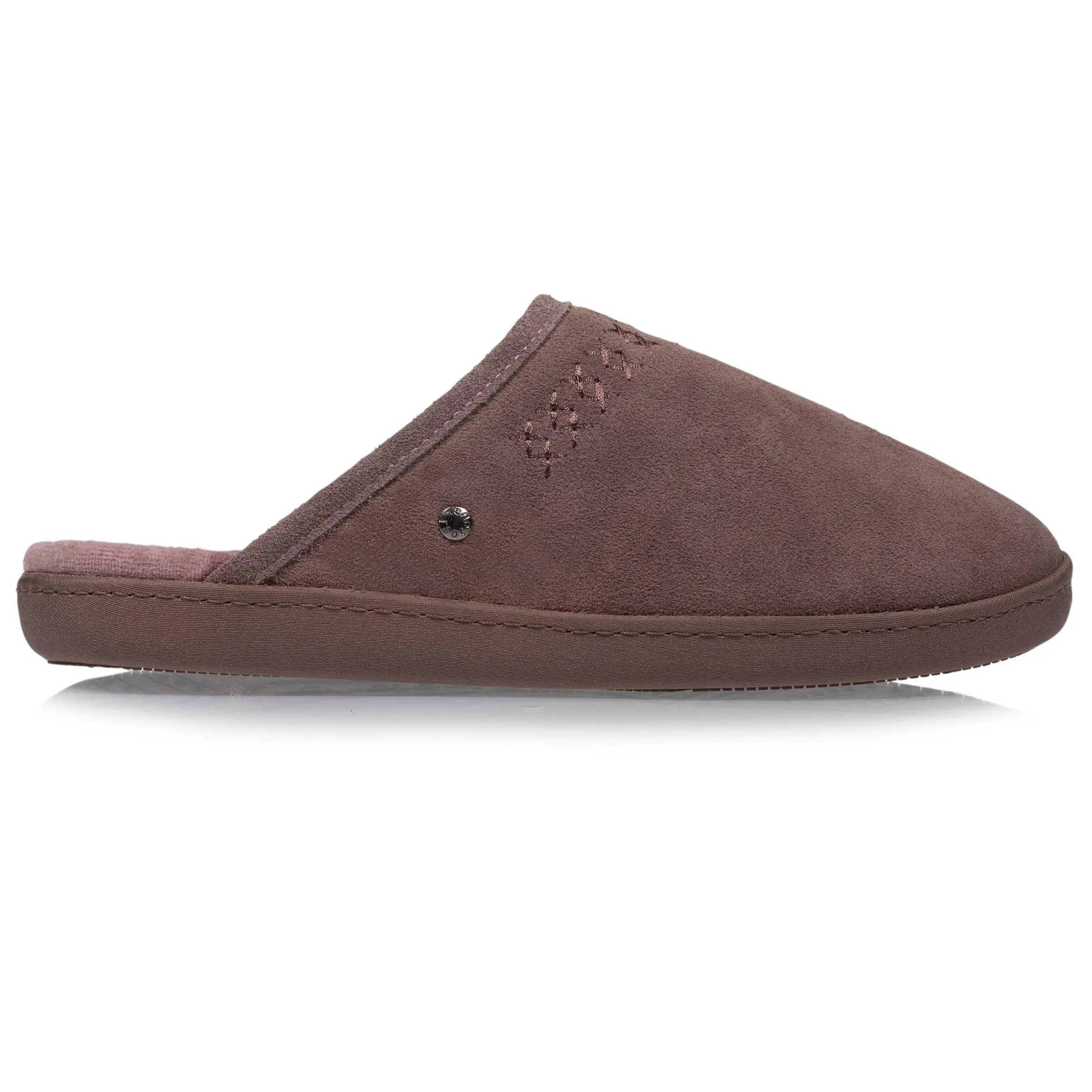 Chausson mules cuir Femme Taupe