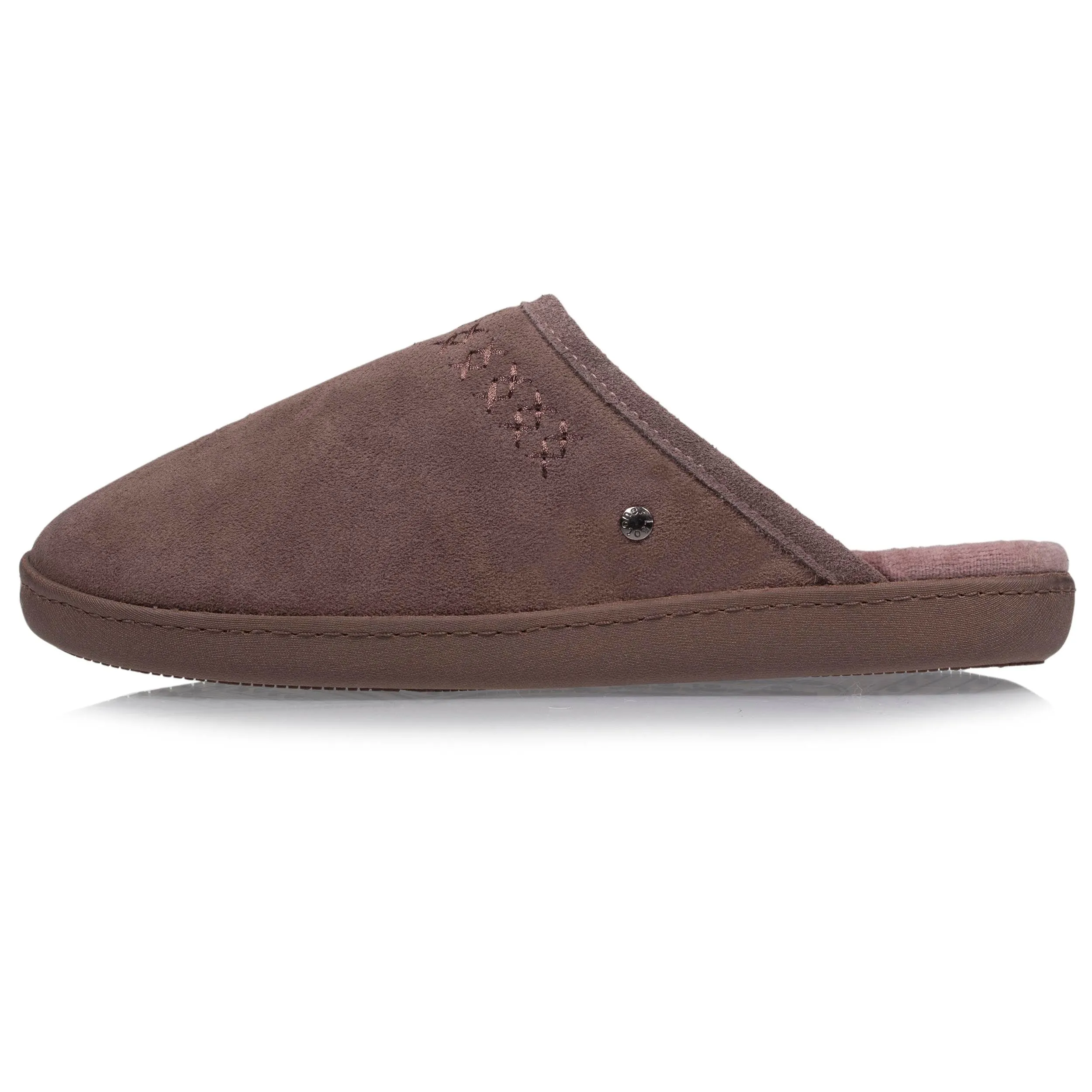 Chausson mules cuir Femme Taupe