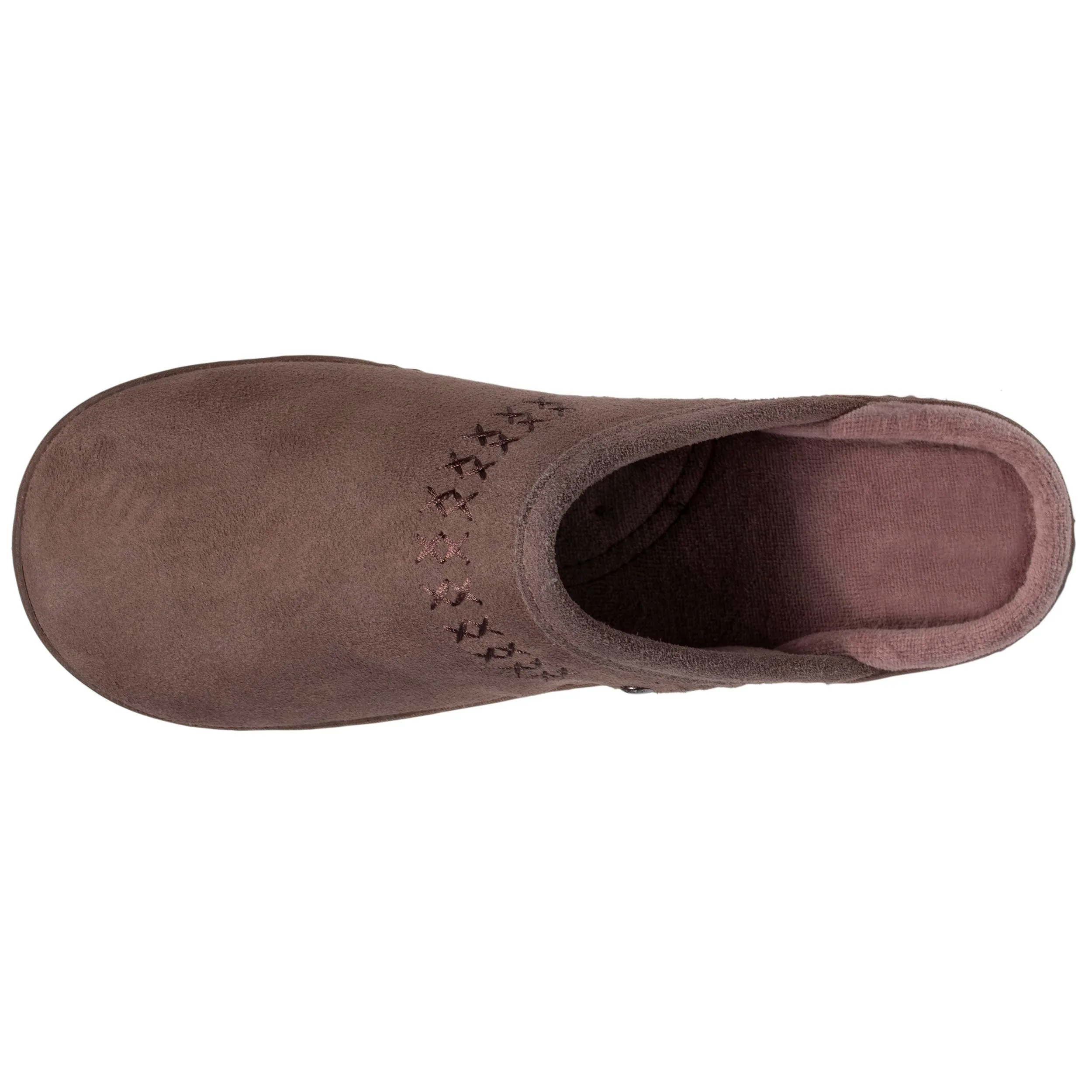 Chausson mules cuir Femme Taupe