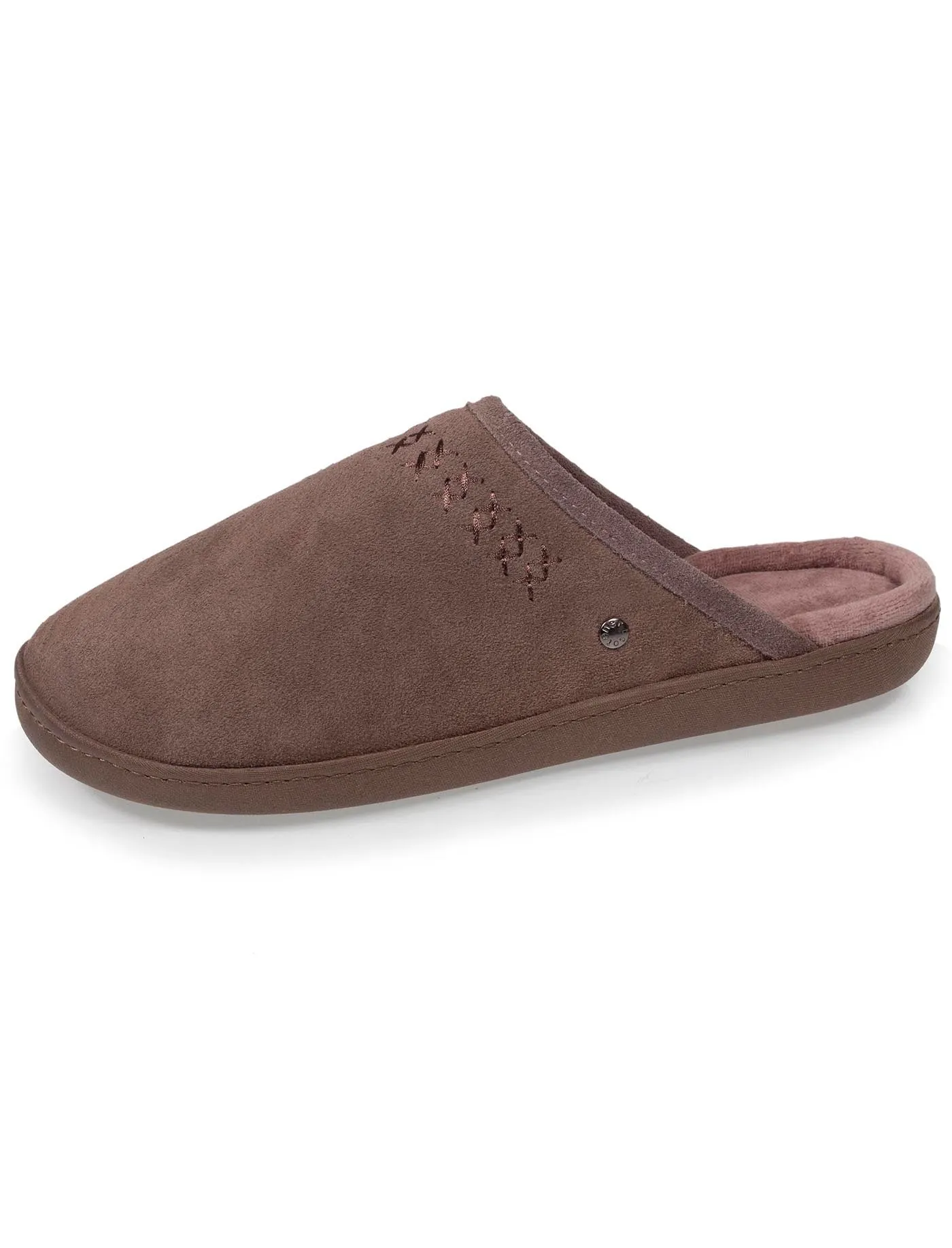 Chausson mules cuir Femme Taupe