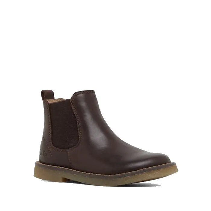 Clarks Chelsea II Jnr Toddlers Leather Boot Dark Brown