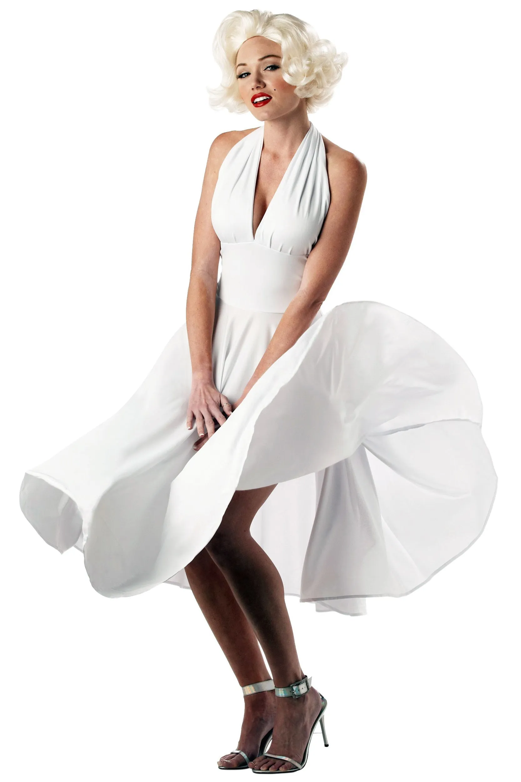 Classic Monroe White Halter V-neck Short Homecoming Dresses Simple Short Party Dress OM550