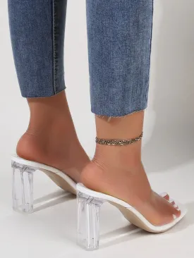 Clear Chunky Heeled Mules