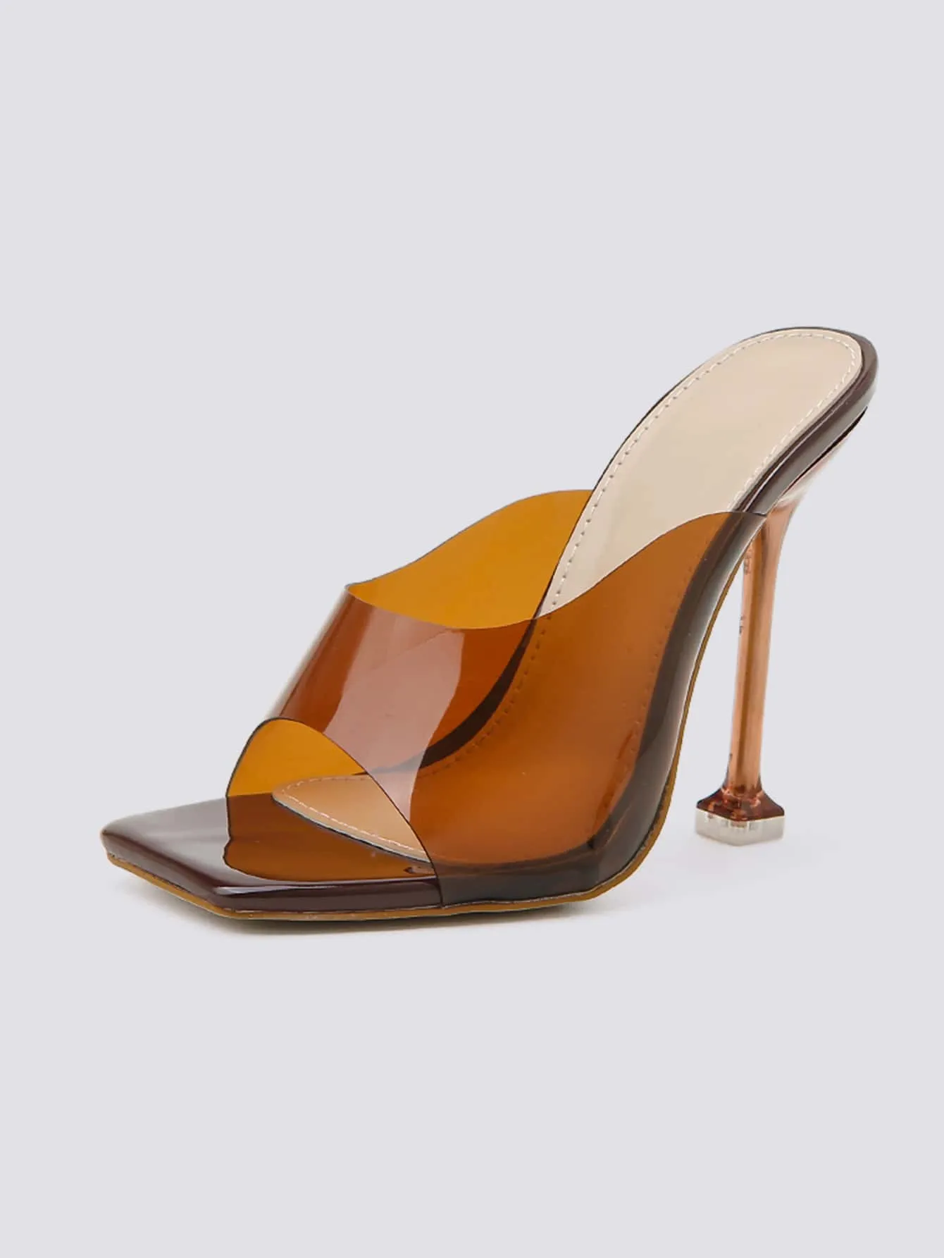 Clear High Heeled Mules