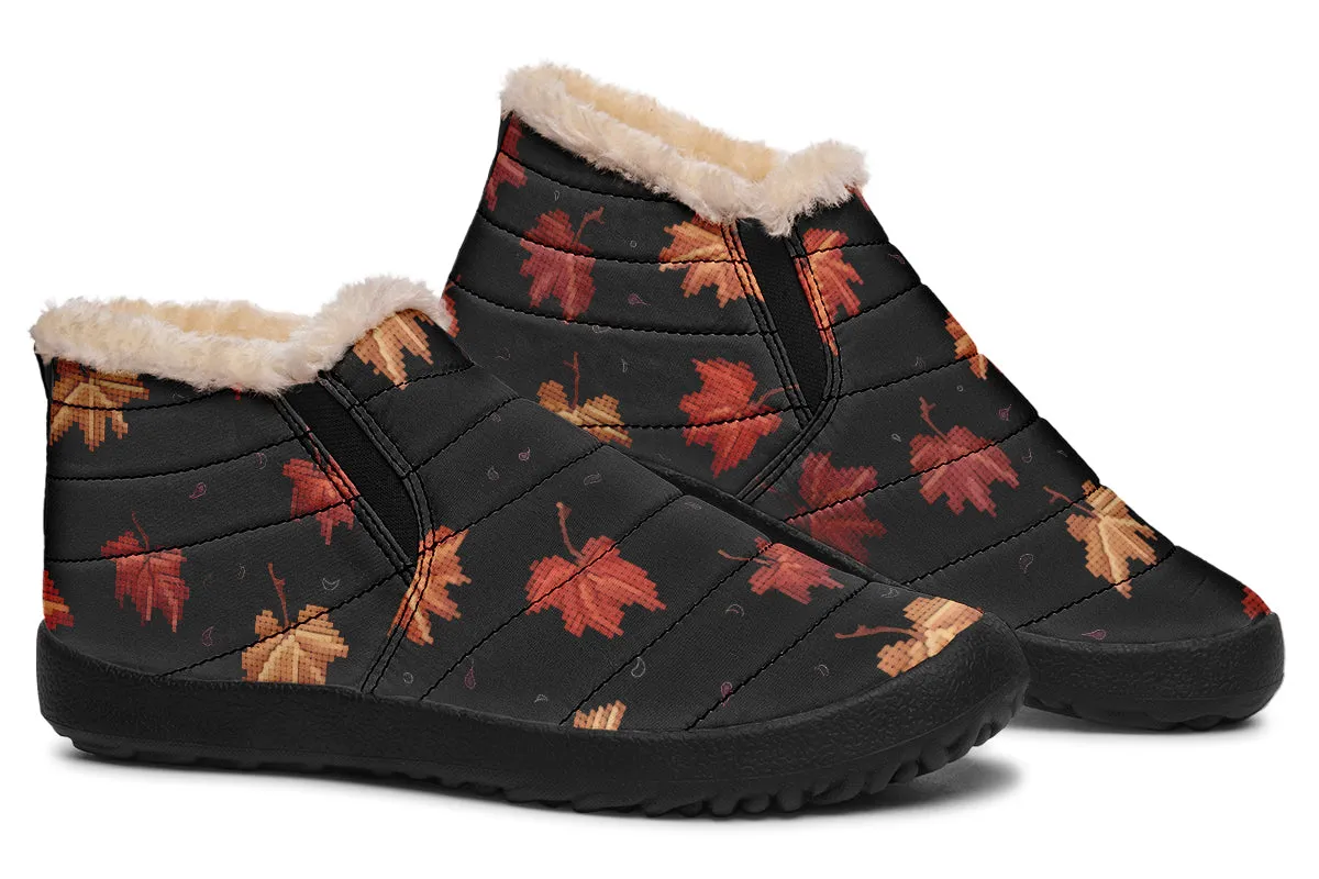 Cozy Autumn Winter Sneakers - Warm & Easy Slip-On Shoes Lined with Vegan Wool with Anti-Slip Soles