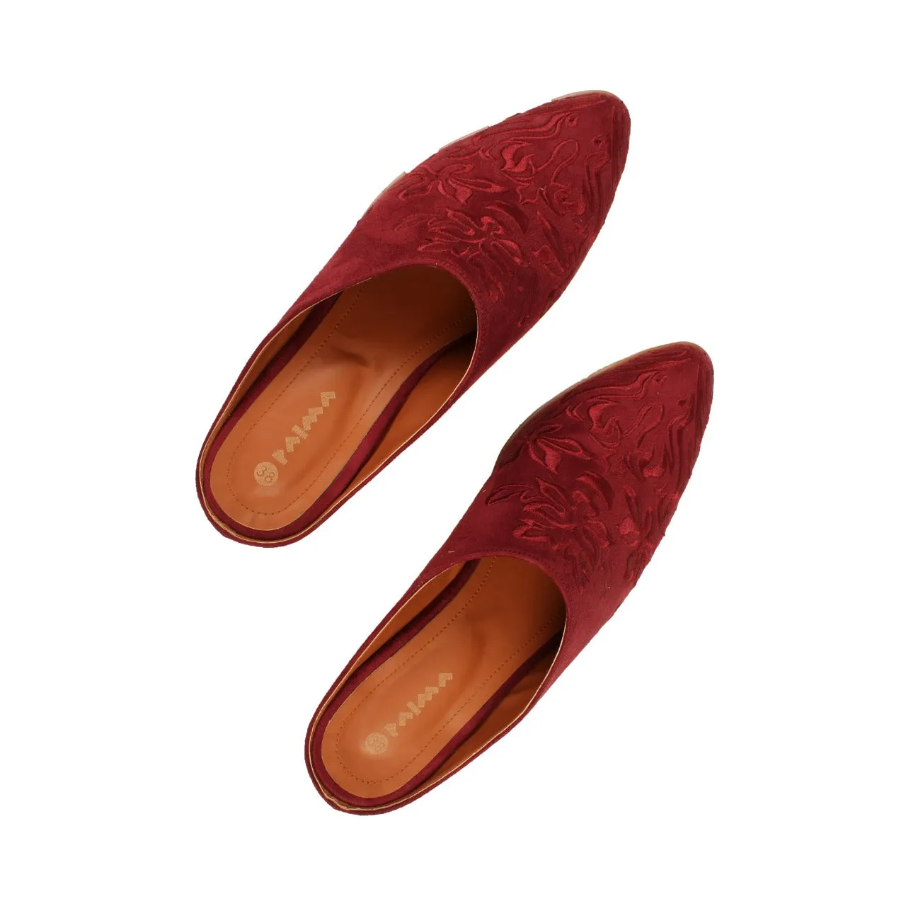 Damask Mules Burgundy