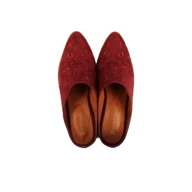 Damask Mules Burgundy