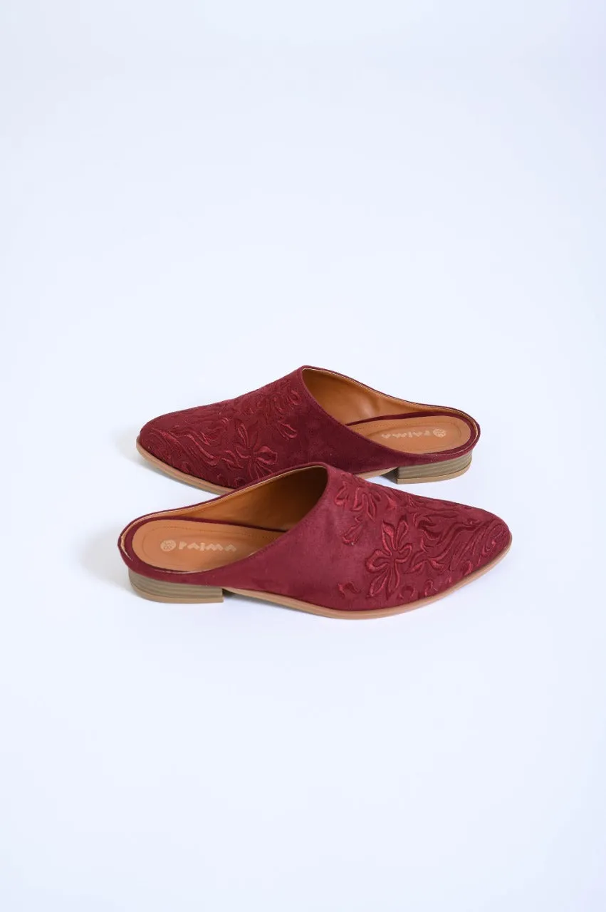 Damask Mules Burgundy