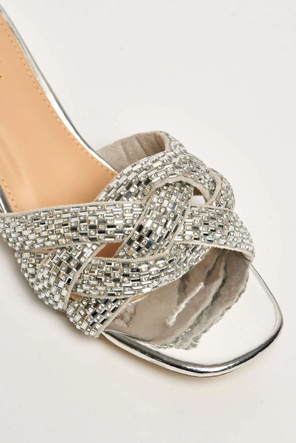 Dana Plaited Gemstone Band Block Heel Mule in Silver