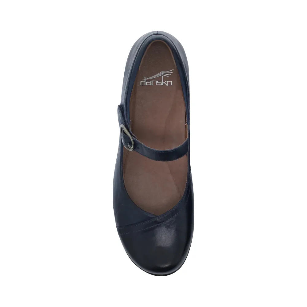 Dansko Women's Fawna Leather Mary Jane in Navy