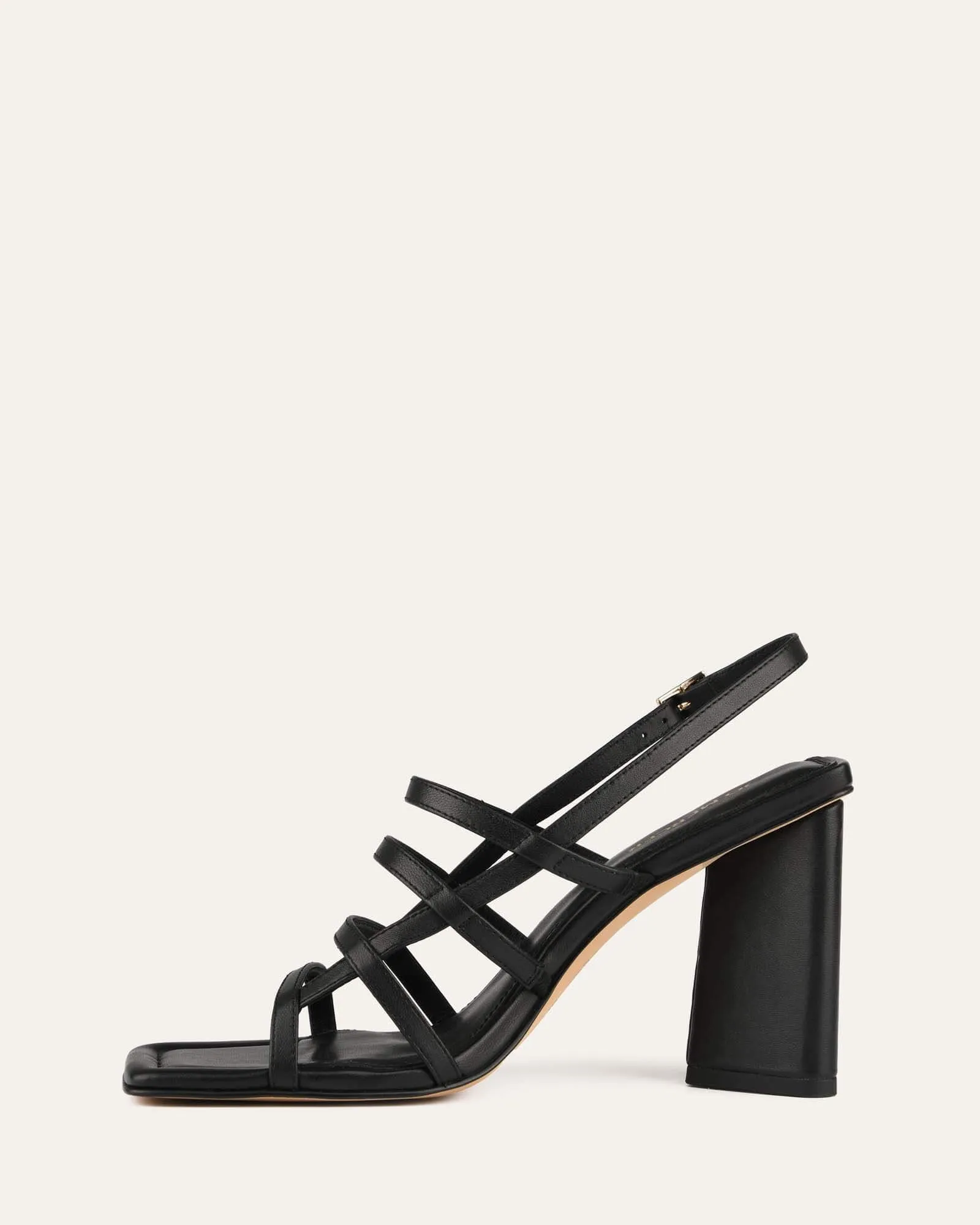 DELIA HIGH HEEL SANDALS BLACK LEATHER