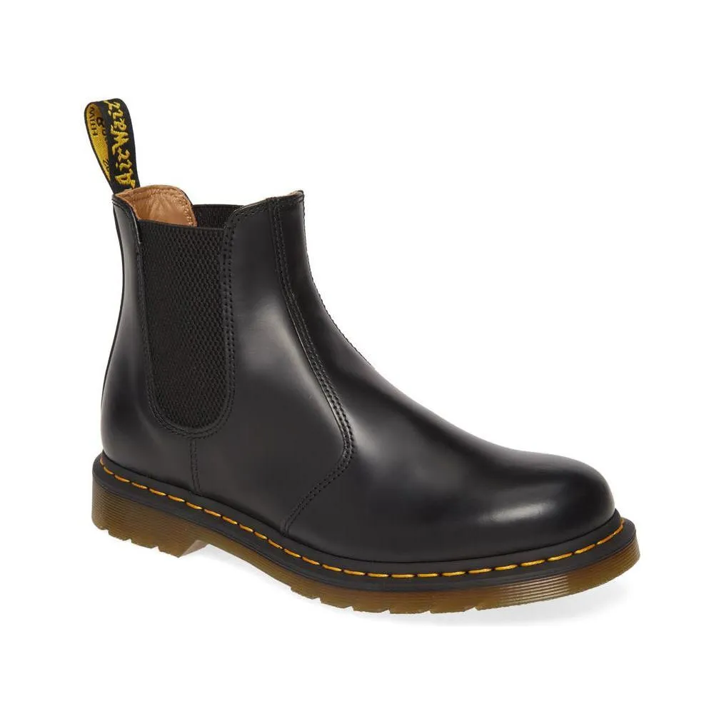 Dr. Martens Women's 2976 Chelsea Boot Black Leather/Yellow Stitching