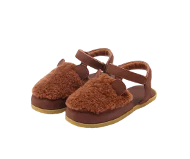 Els Sandals | Bear | Brown Curly Sheep Wool