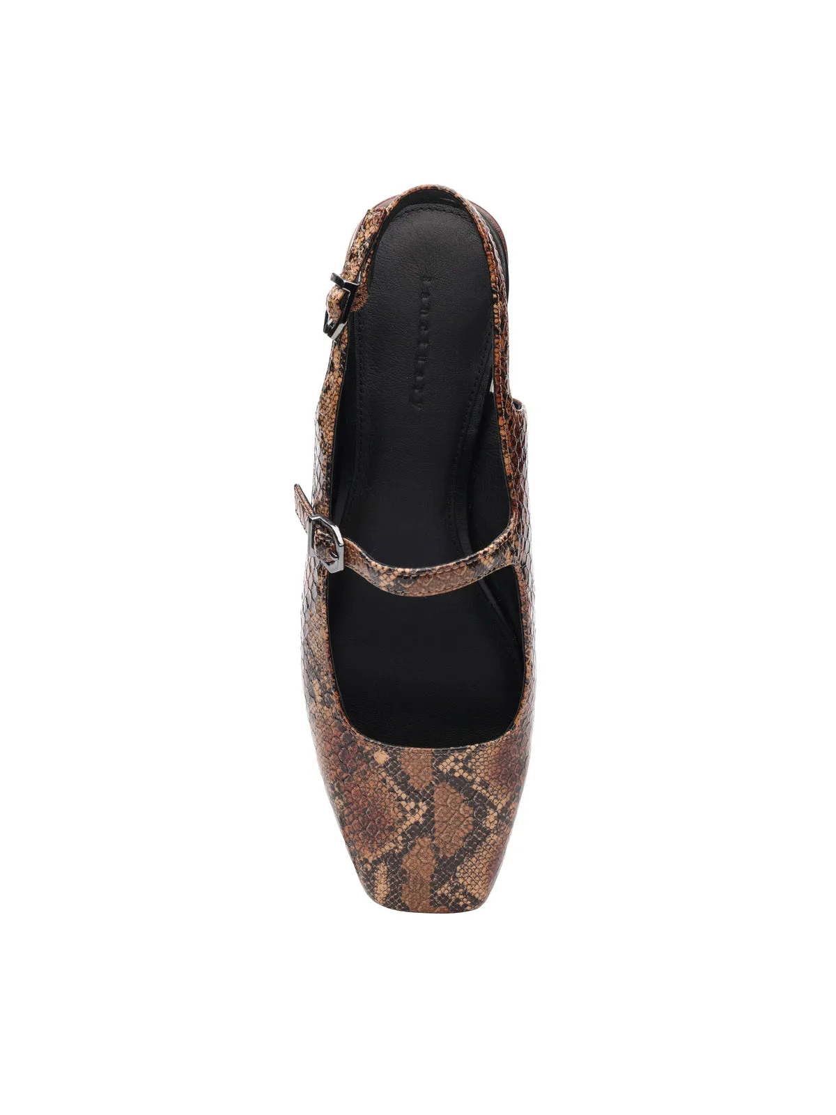 Everly Slingback Flat Brown Black Snake