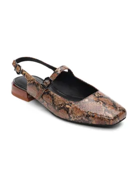 Everly Slingback Flat Brown Black Snake