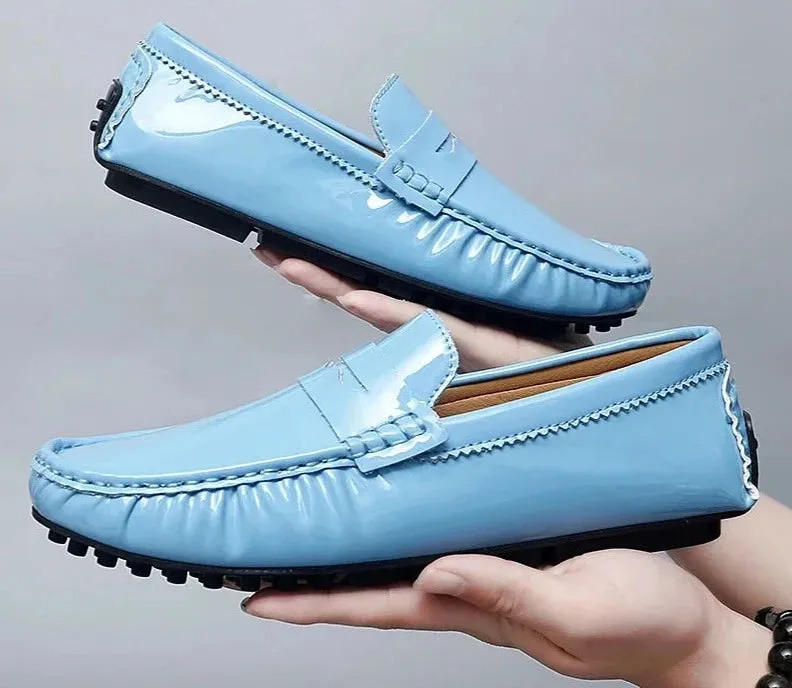 Fashion Casual Shoes Handmade High Quality PU Leather Glossy Slip-on Comfortable Breathable Loafers Size 35-48