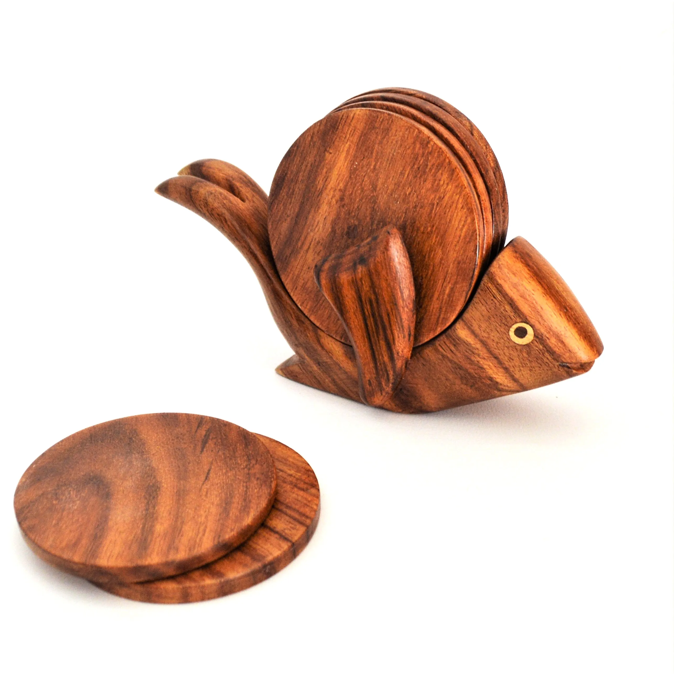 Fish wooden coaster set