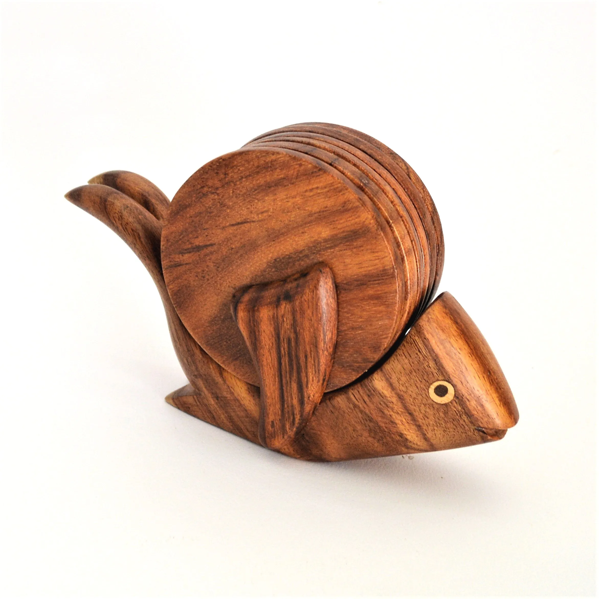 Fish wooden coaster set