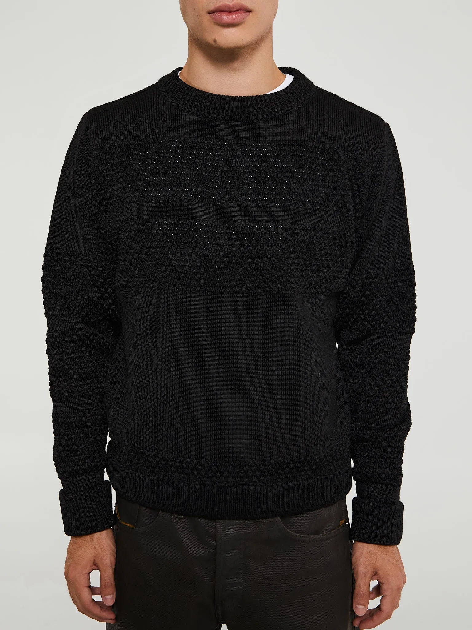 Fisherman II Crewneck Sweater in Black Void