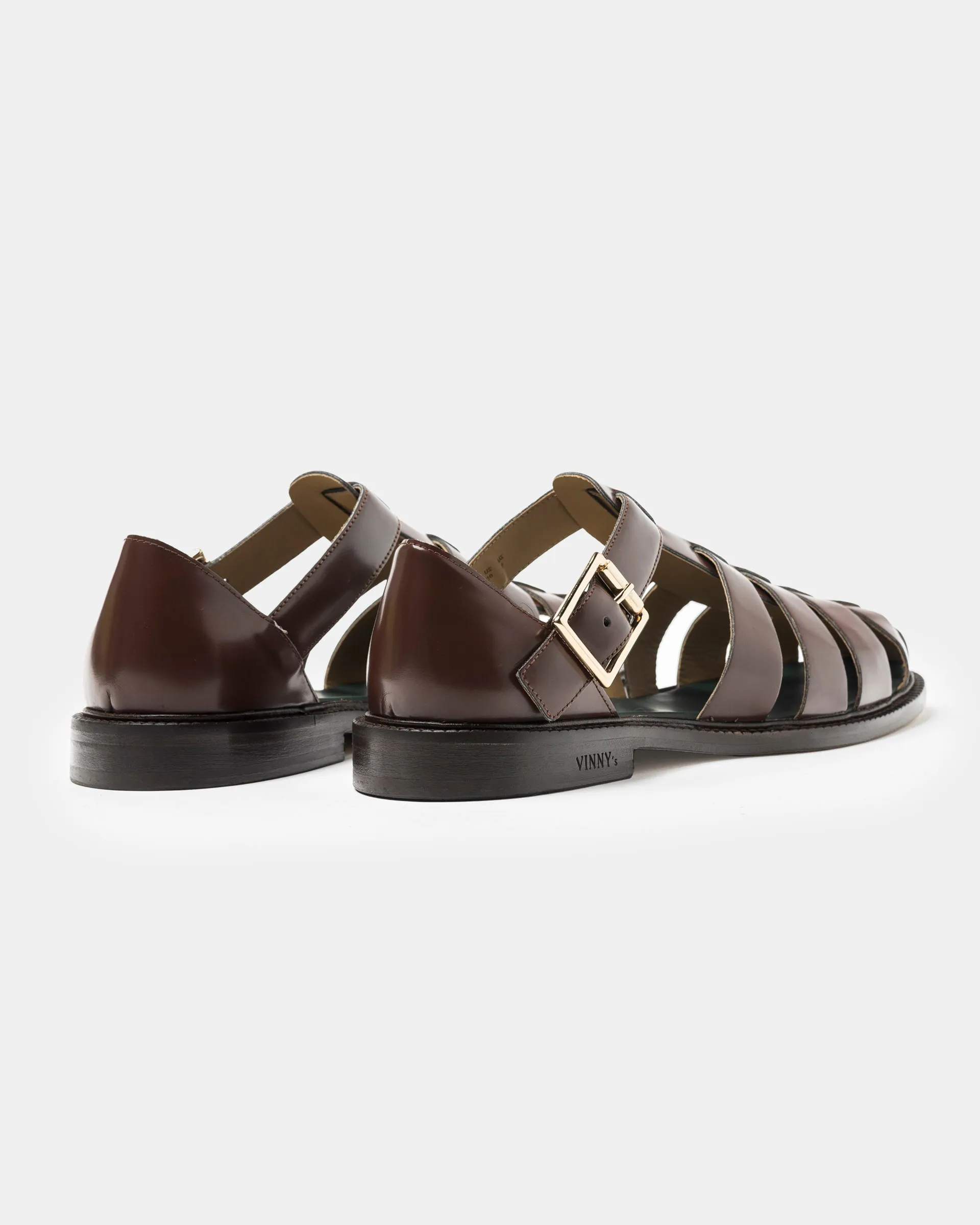 Fisherman Sandal in Dark Brown Polido