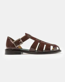 Fisherman Sandal in Dark Brown Polido