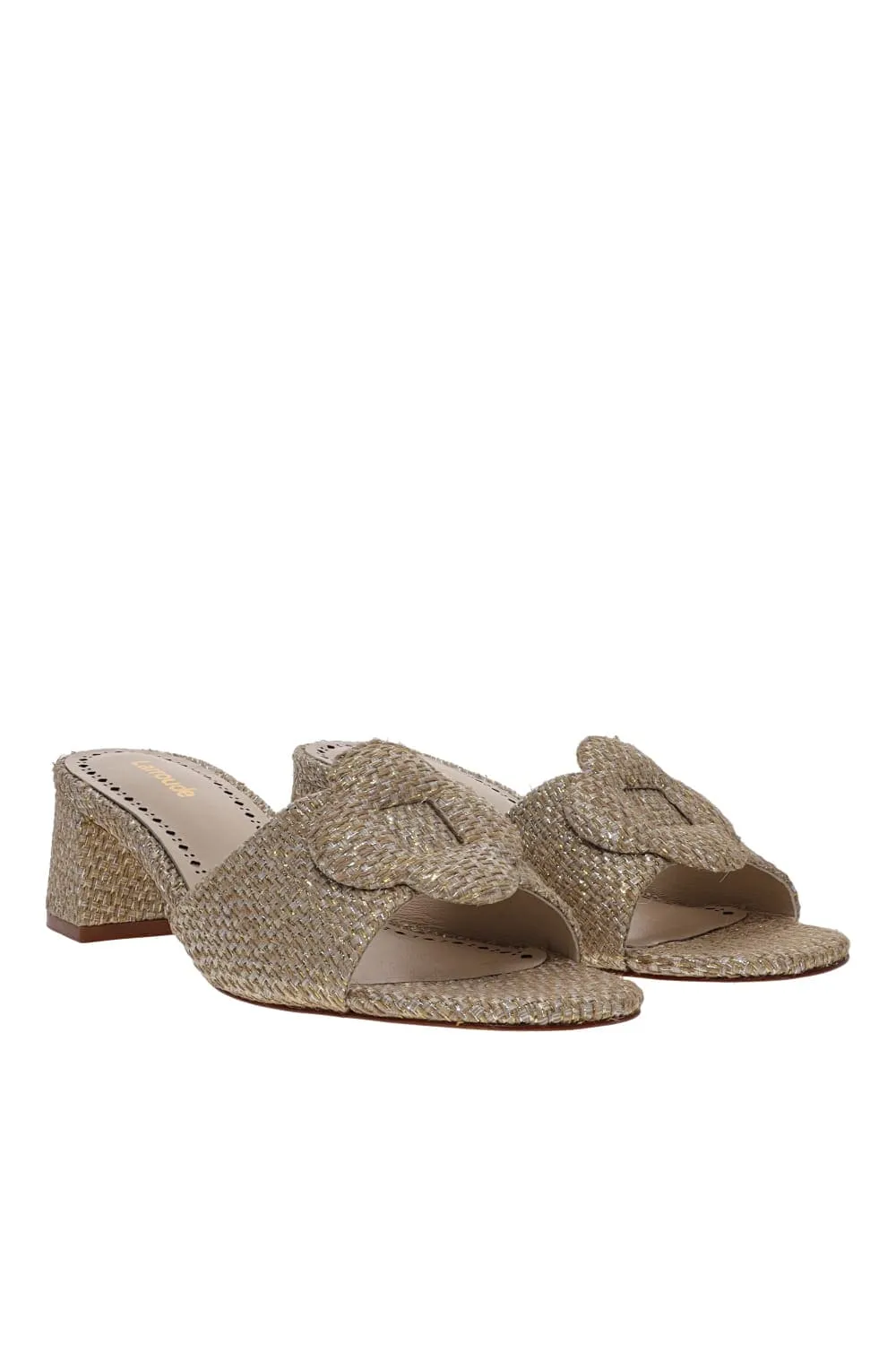 Flora Gold Metallic Raffia Mule