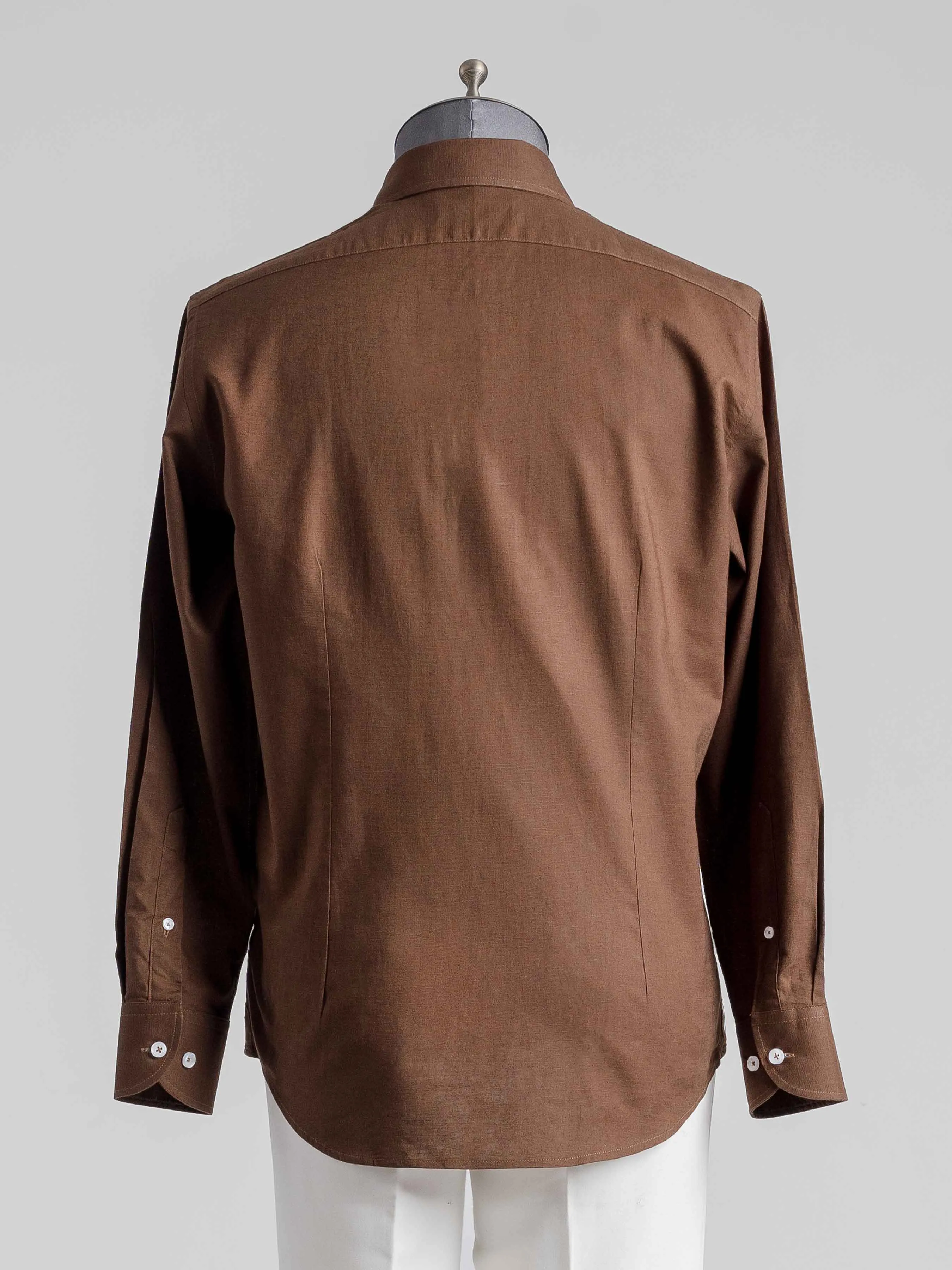 Franco Linen Shirt - Coffee Windsor Collar