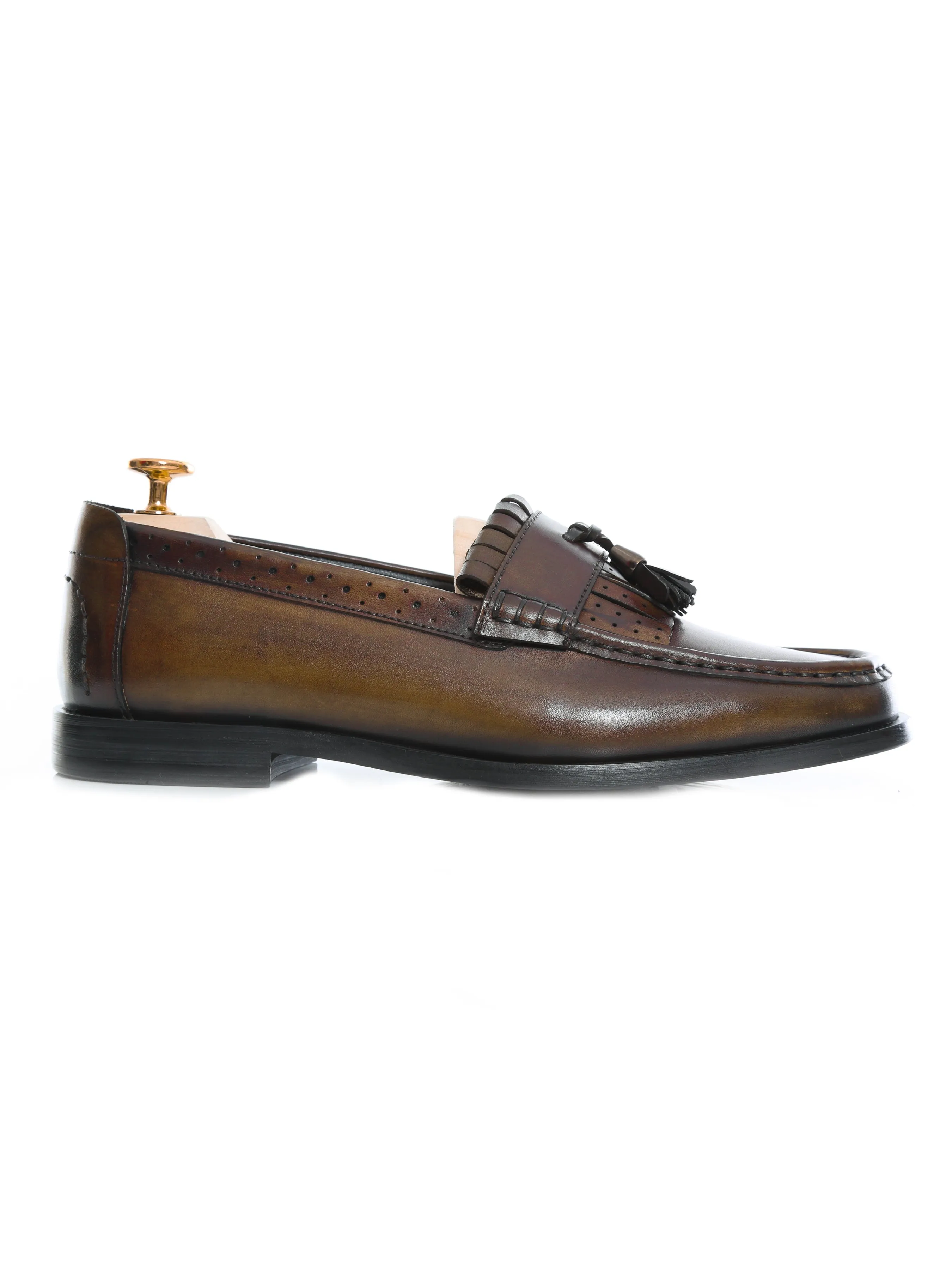 Fringe Classic Loafer - Khakis with Tassel (Hand Painted Patina)