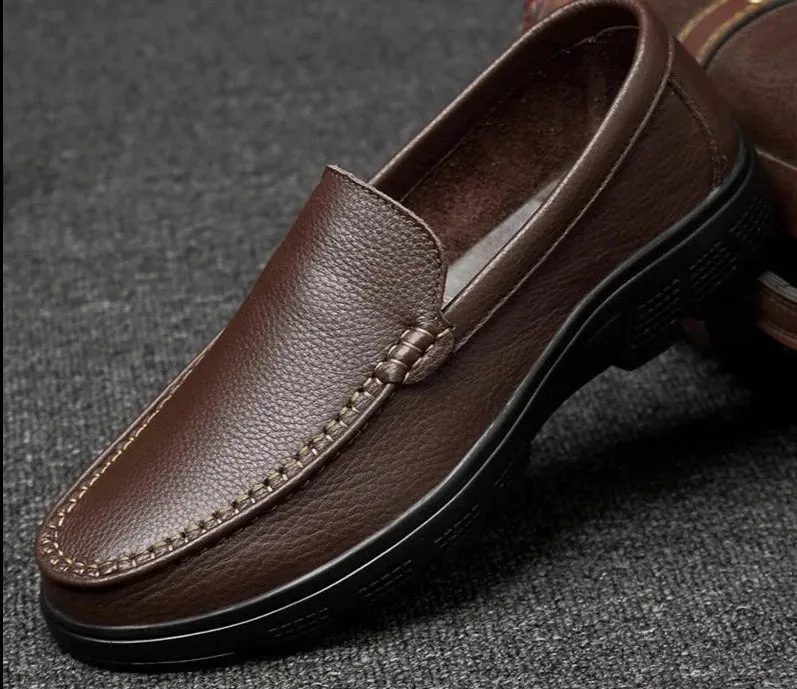 Genuine Leather Handmade Breathable Comfortable Work Men's Casual Shoes Outdoor Loafers Slip on Men Shoes Size 37-47