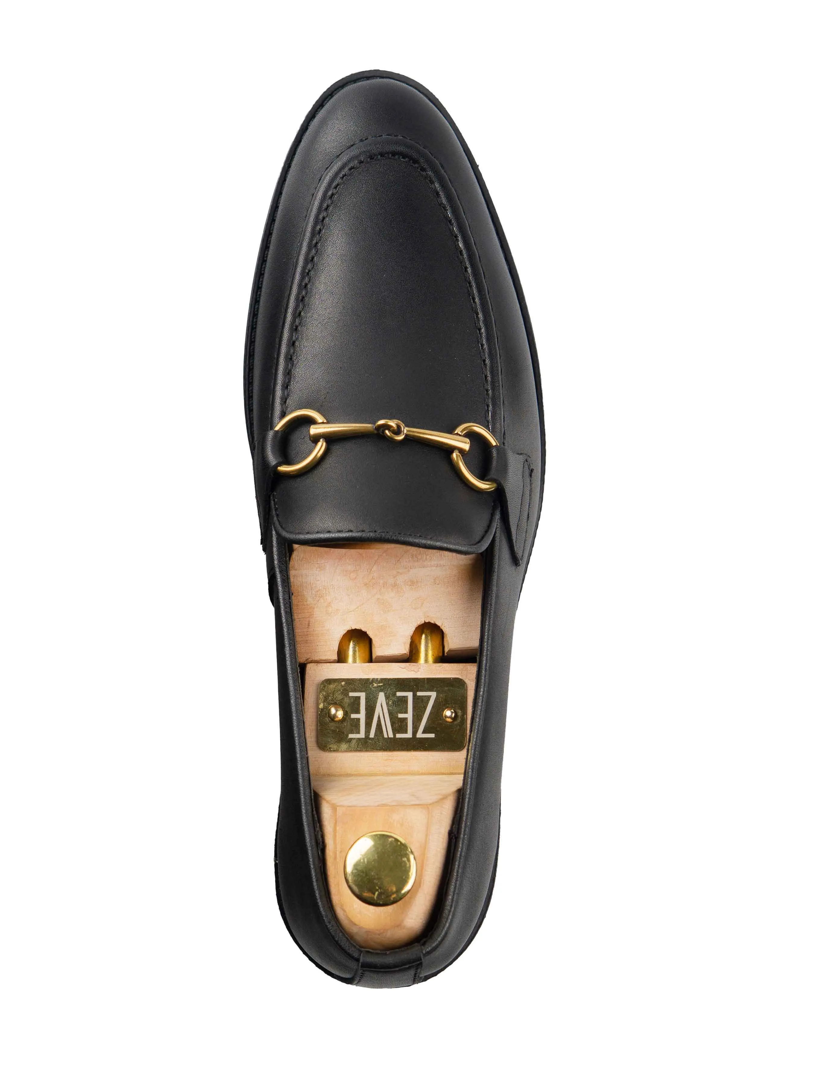 Horsebit Buckle Loafer - Solid Black Leather (Flexi-Sole)